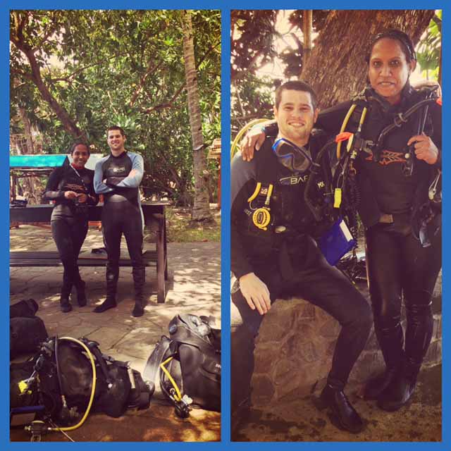 Rich with his instructor Dimpy during his PADI Open Water course